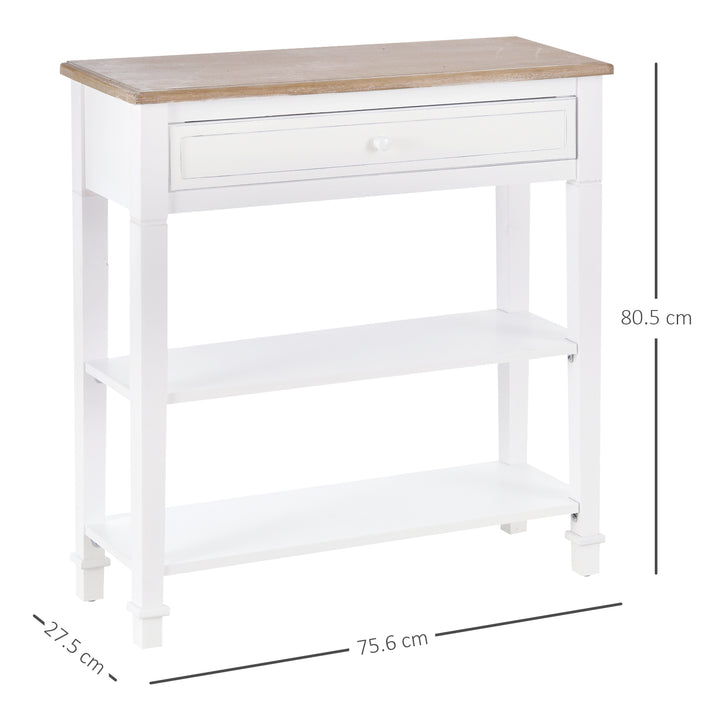 HOMCOM Console Table Hallway Side Desk One Drawer 2 Shelves Worktop Handle Retro Elegant Style Home Display Storage for Bedroom Livingroom | Aosom UK