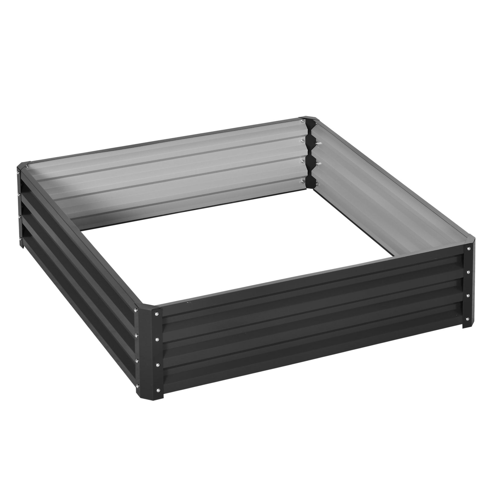 432L Square Raised Garden Bed Box with Weatherized Steel Frame for Vegetables, Flowers and Herbs, 120 x 120 x 30cm, Grey