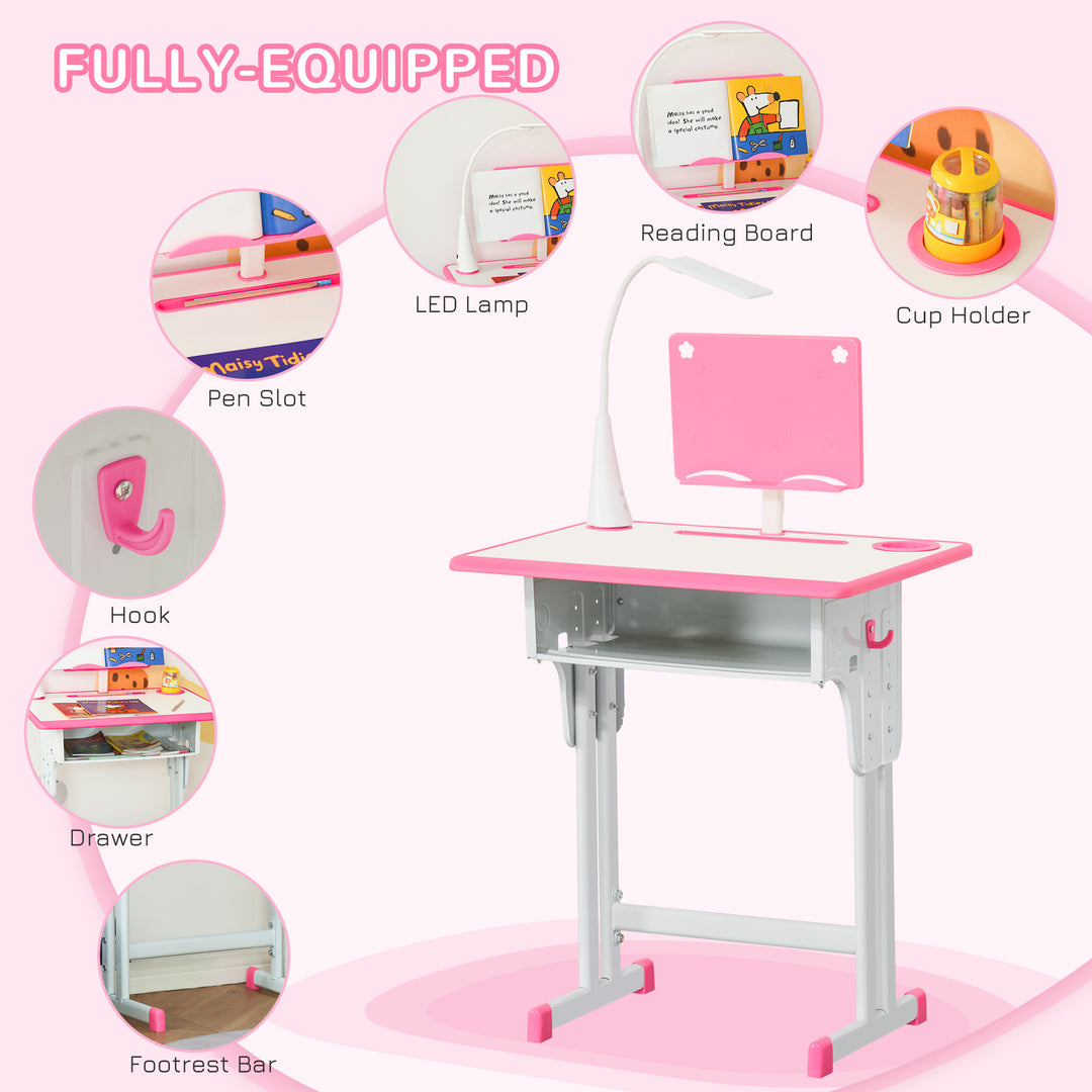 Kids Desk and Chair Set Adjustable Height Study Table Set with Drawer,