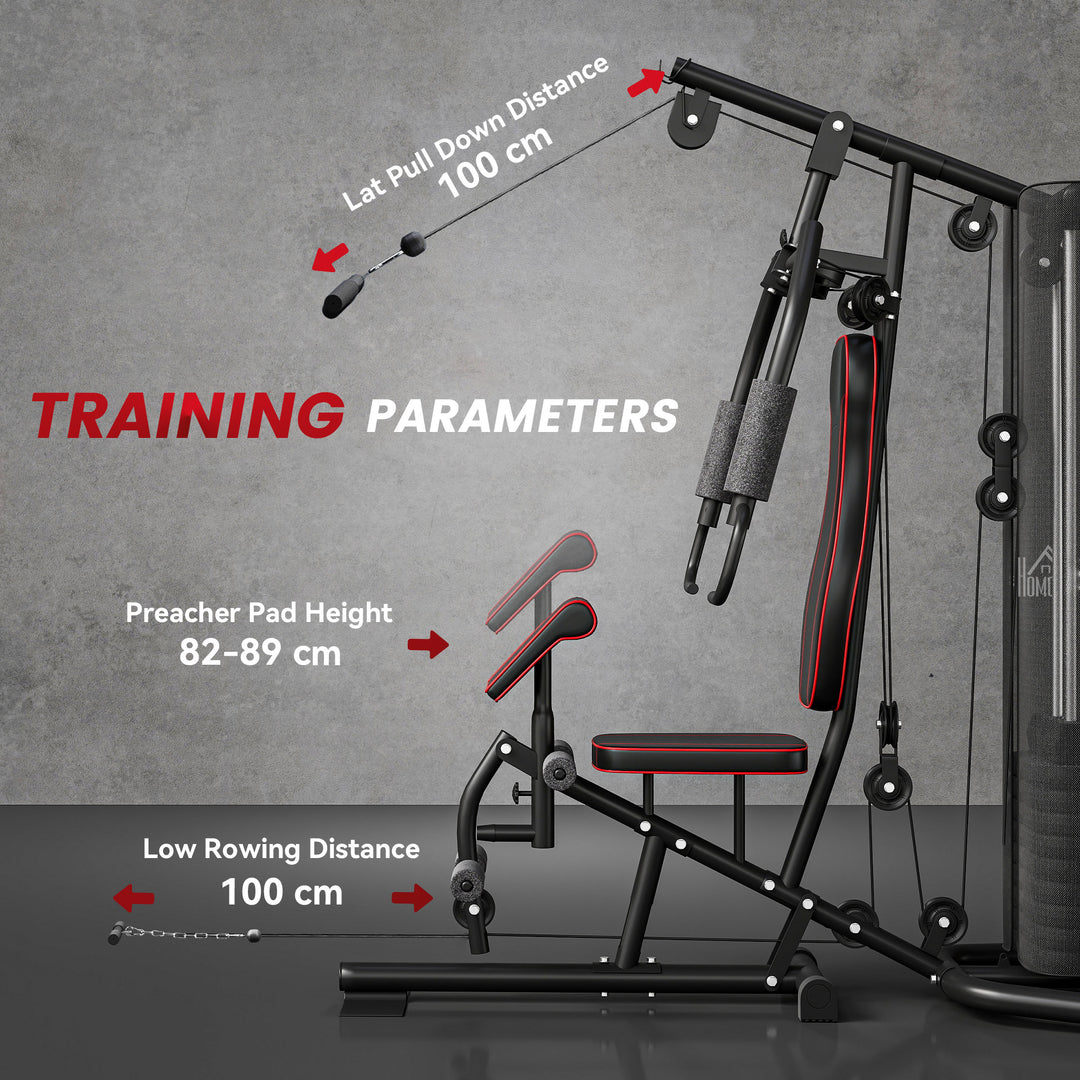 Multifunctional Home Gym Equipment Workout Station, Chest Station, Butterfly Press & Leg Developer, 45kg Weight Stack Multi Gym Machine Fitness Equipment for Full Body Fitness