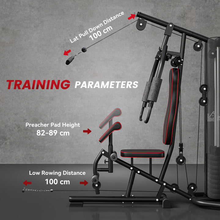 Multifunctional Home Gym Equipment Workout Station, Chest Station, Butterfly Press & Leg Developer, 45kg Weight Stack Multi Gym Machine Fitness Equipment for Full Body Fitness