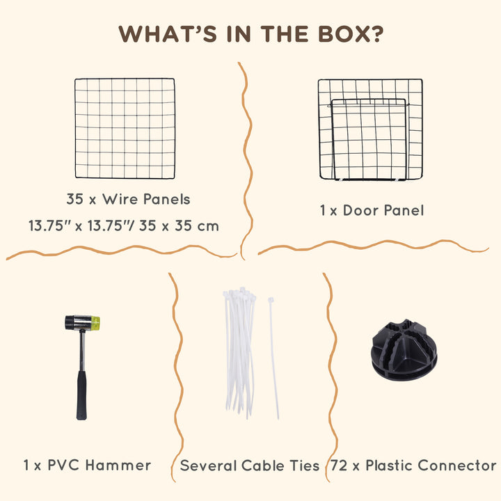 MCL DIY Pet Playpen Metal Wire Fence Indoor Outdoor Rabbit Small Animals Cage 36 Panel Enclosure Black