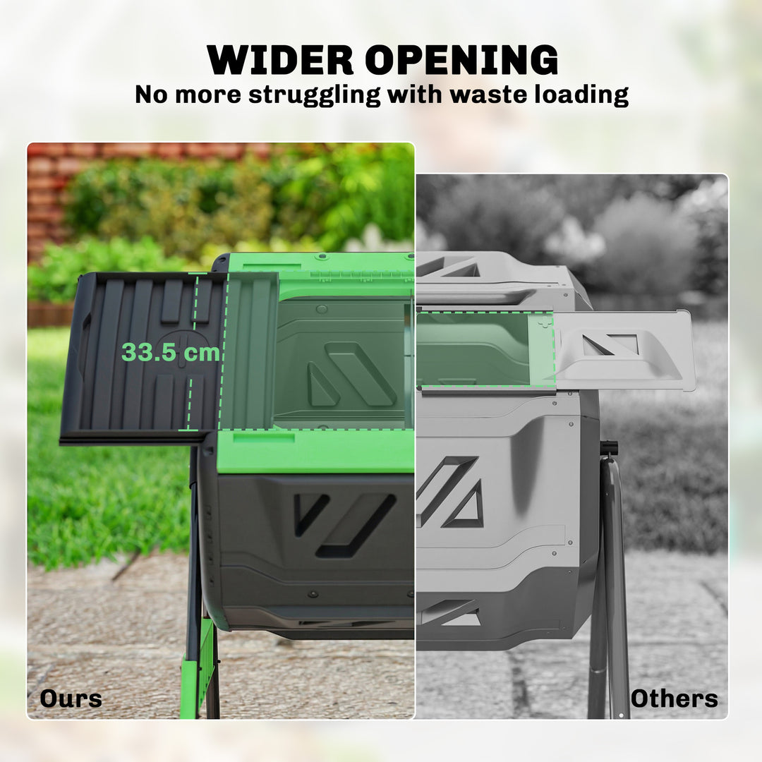 Garden Compost Bin, 200L Dual Chamber Tumbling Composter with Adjustab