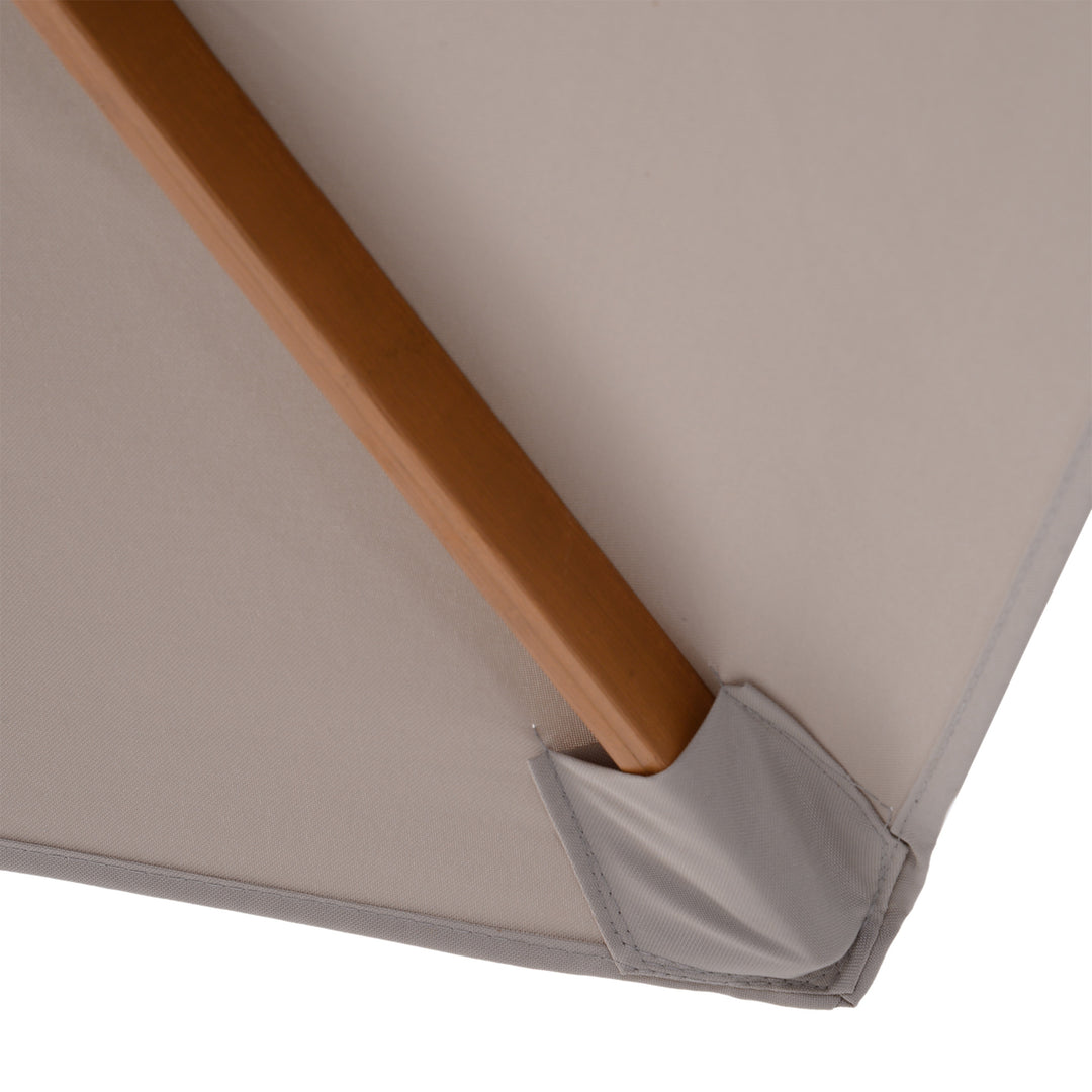 MCL 2.5m Wood Garden Parasol Sun Shade Patio Outdoor Wooden Umbrella Canopy, Table Market Umbrella with Vent, 38mm Pole, Rope Pulley Mechanism, Grey