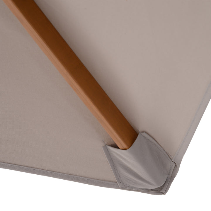 MCL 2.5m Wood Garden Parasol Sun Shade Patio Outdoor Wooden Umbrella Canopy, Table Market Umbrella with Vent, 38mm Pole, Rope Pulley Mechanism, Grey