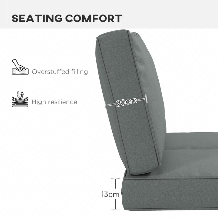 2 Seater Back and Seat Cushion Pillows Replacement, Patio Chair Cushions Set for Indoor Outdoor, Charcoal Grey