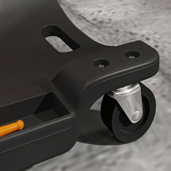 Mechanic Vehicle Creeper, Under-Car Rolling Crawler Board, with Headrest, Wheels, Black