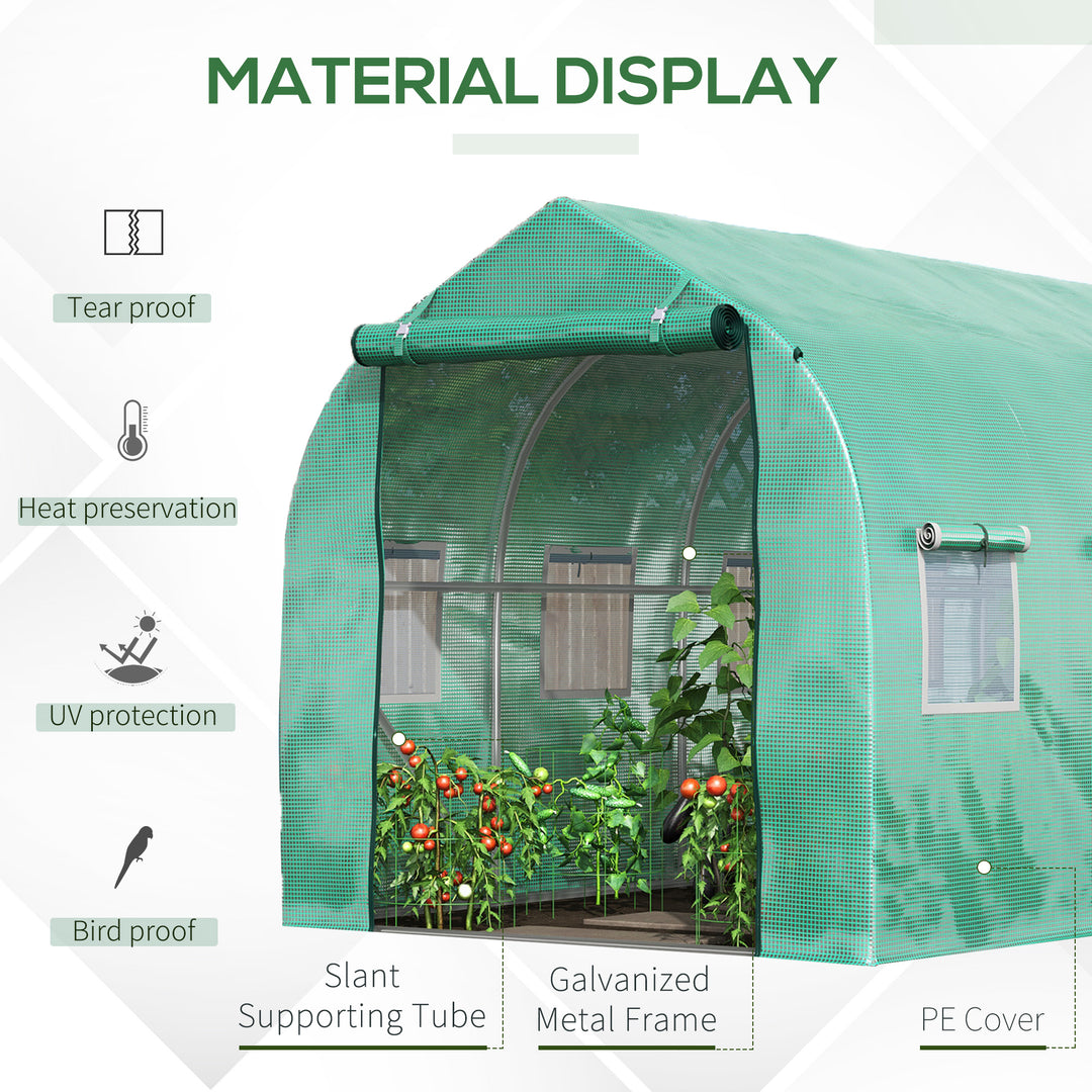 Outsunny Galvanised Frame Polytunnel Greenhouse with Windows and Door for Garden, Backyard (4 x 2M)