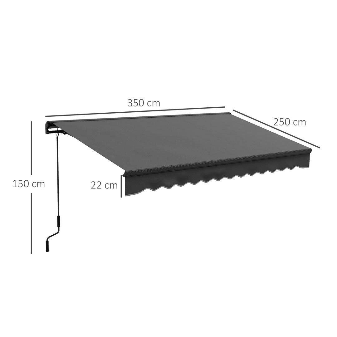 2.5 x 3.5m Aluminium Frame Electric Awning, with Remote - Dark Grey