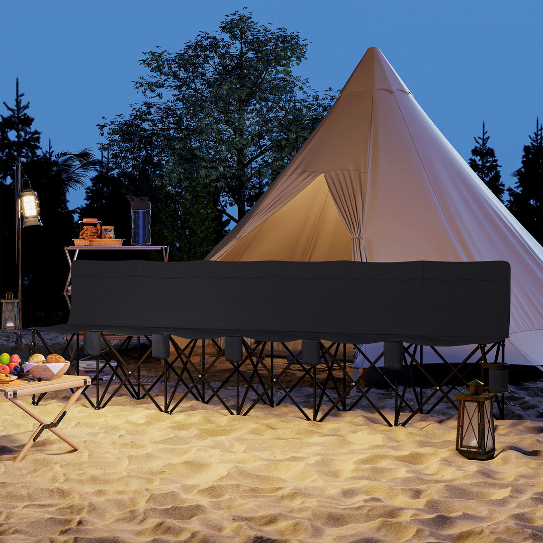 MCL 6 Seater Folding Camping Chair with Cup Holder & Carry Bag - Black