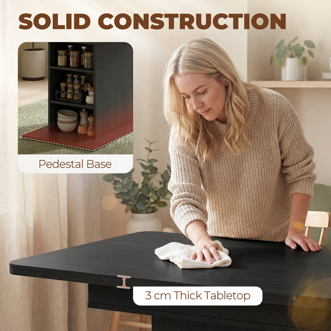Extendable Dining Table for 4-6 People, 110-130cm Kitchen Table with 6