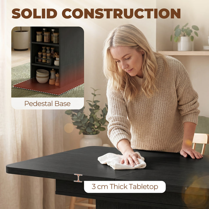 Extendable Dining Table for 4-6 People, 110-130cm Kitchen Table with 6