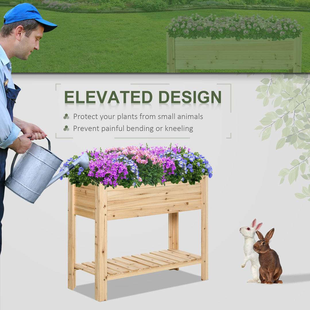 Wooden Raised Plant Stand Outdoor Flower Bed Box with Clapboard 100 x 40 x 84cm