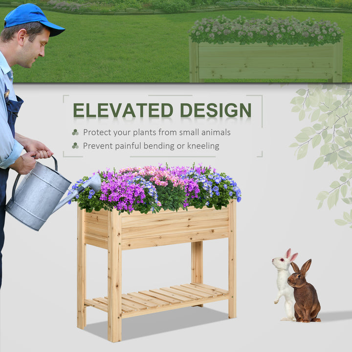 Wooden Raised Plant Stand Outdoor Flower Bed Box with Clapboard 100 x 40 x 84cm
