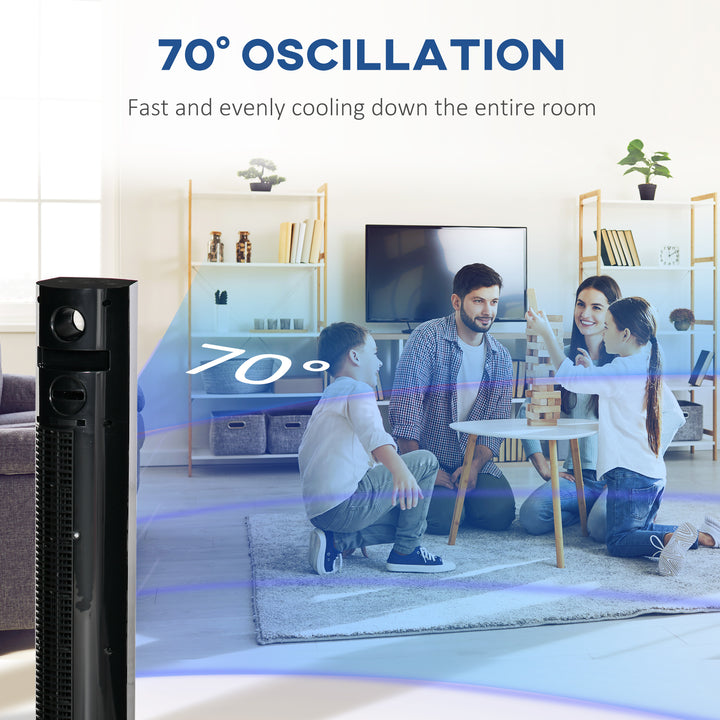 38" Freestanding Tower Fan Cooling with Aroma Function, Oscillating, 12h Timer, LED Sensor Panel, Remote Controller, 3 Modes, for Bedroom, Black