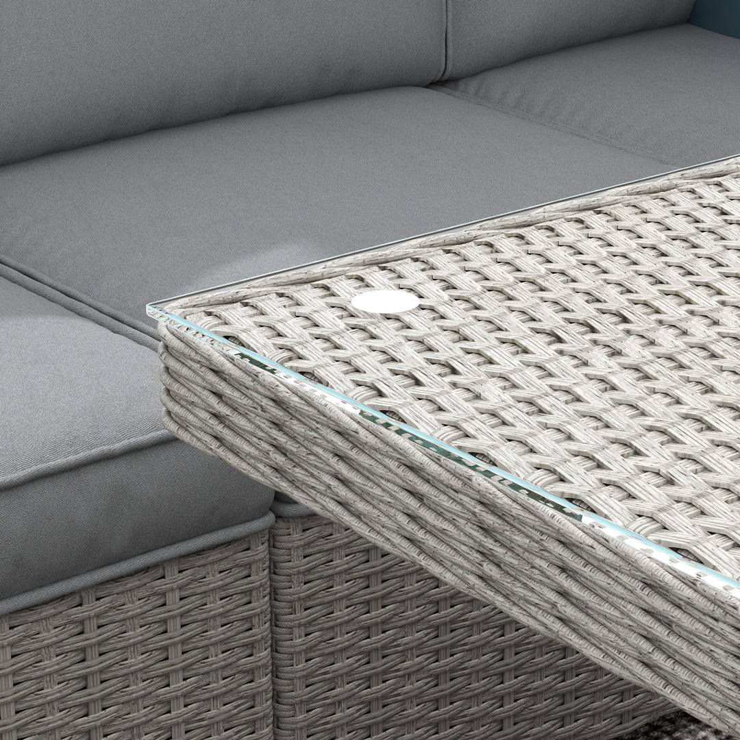 Seven-Piece Firepit Table Rattan Sofa Set - Grey