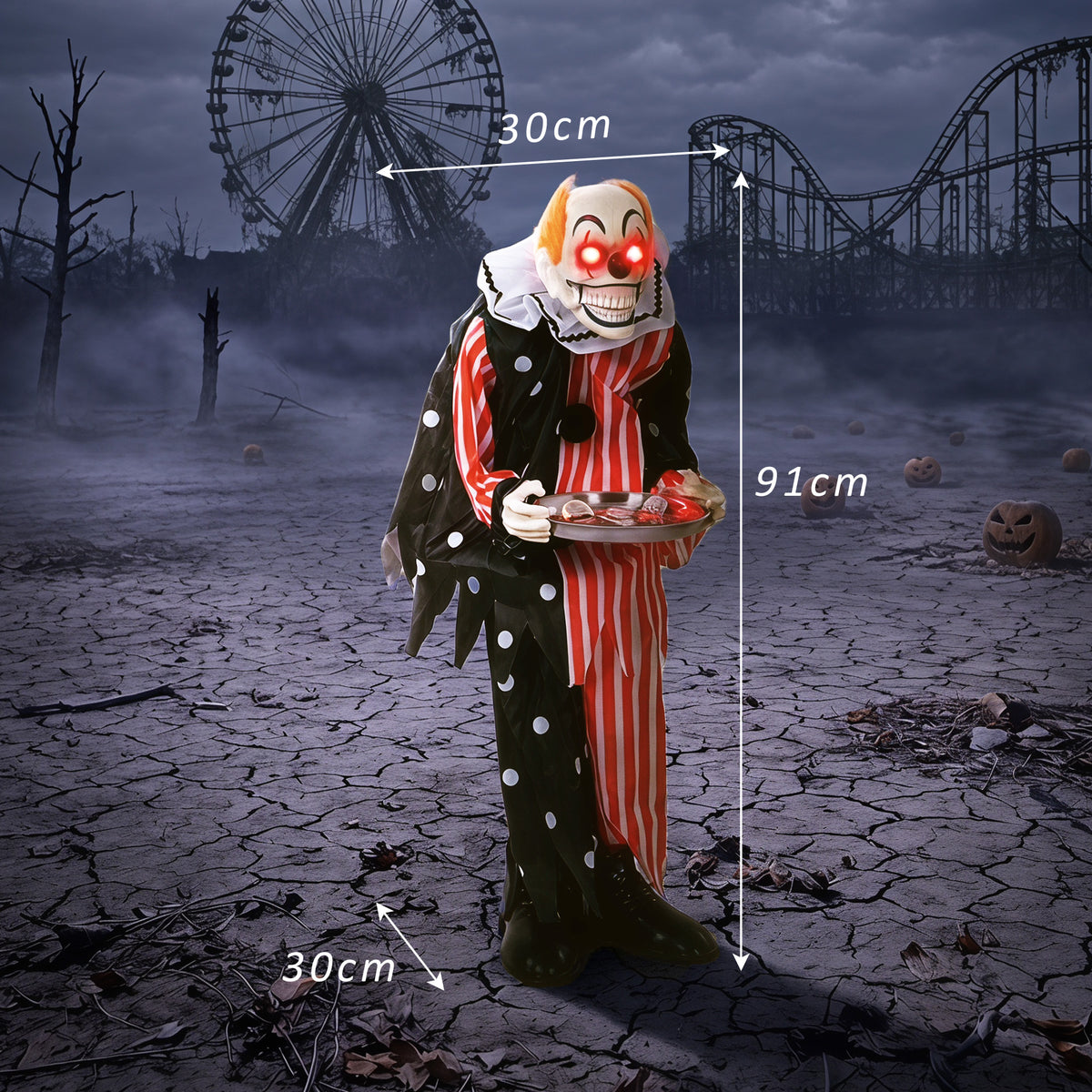 Animated Clown Halloween Decoration, Scary Halloween Animatronics Deco