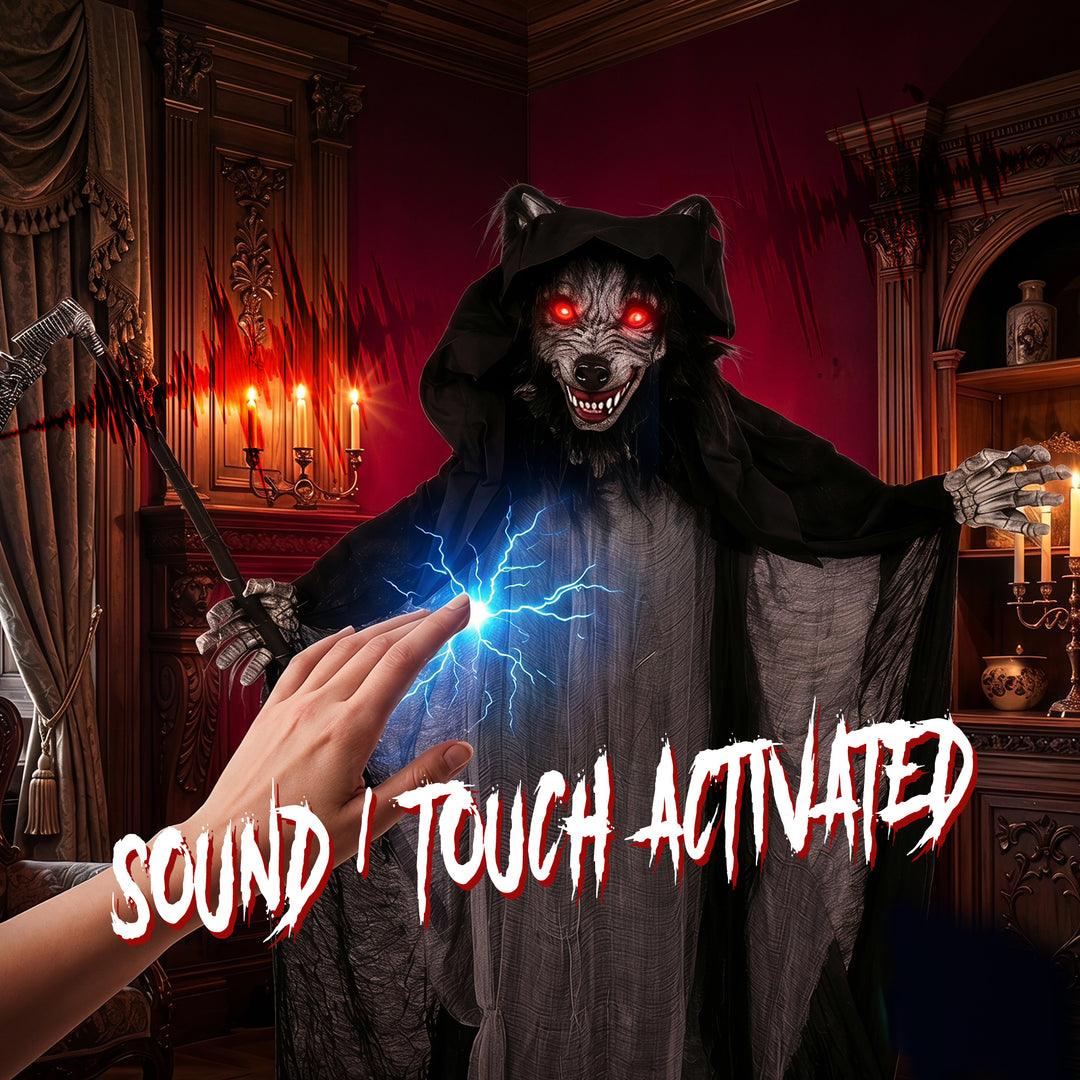 Halloween Standing Werewolf Animated Decoration with Light-Up Eyes, So