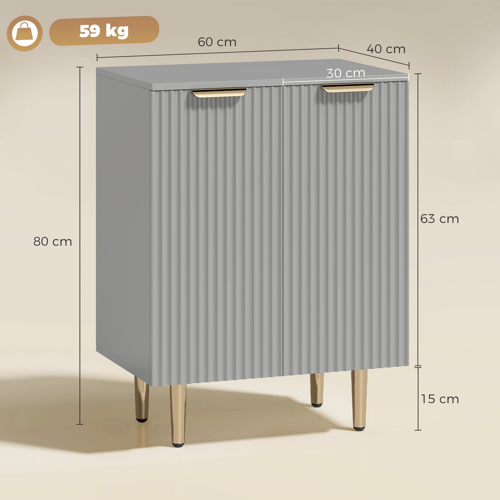 Sideboard Buffet Cabinet, Modern Kitchen Storage Cabinet with Adjustab