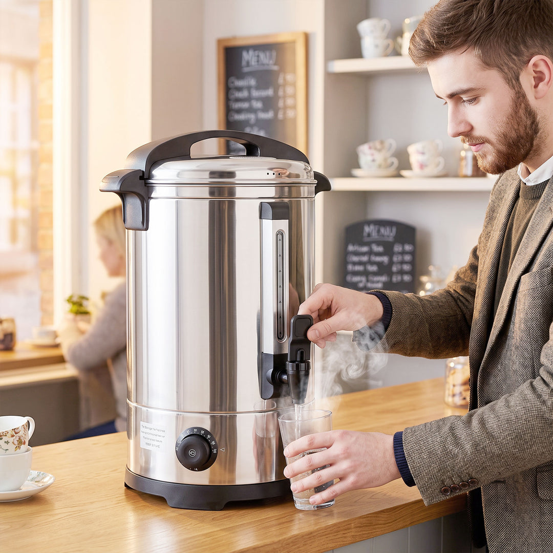 6.5L Catering Urn, 1500W Stainless Steel Hot Water Boiler Dispenser wi