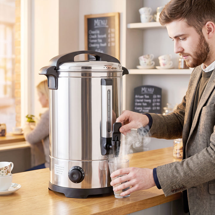 6.5L Catering Urn, 1500W Stainless Steel Hot Water Boiler Dispenser wi
