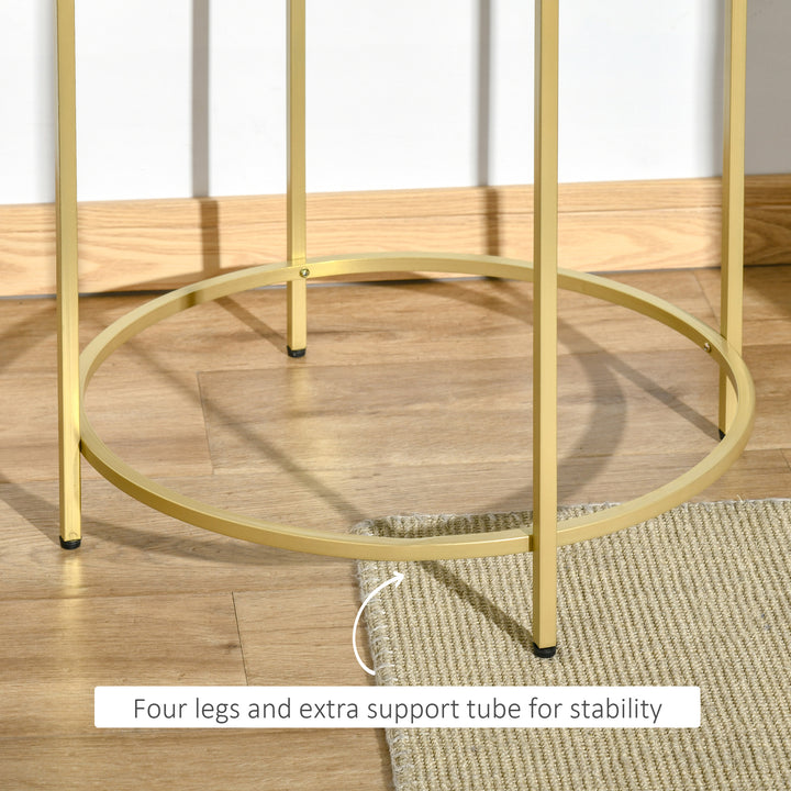 HOMCOM Modern Round Side Table, Gold Metal Base, Tempered Glass Top, Elegant Coffee Table for Living Room, Bedroom, Dining Area. | Aosom UK