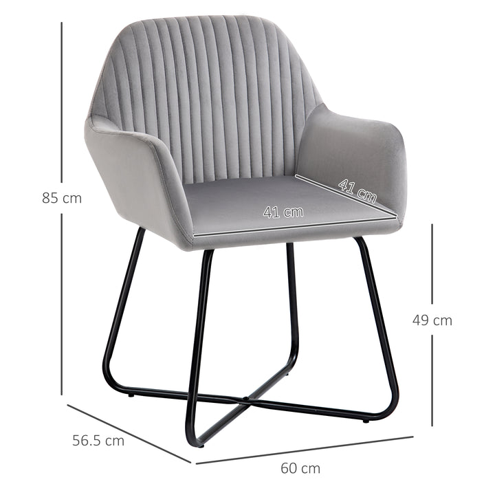 Velvet-Feel Plisse Back Accent Chair - Grey