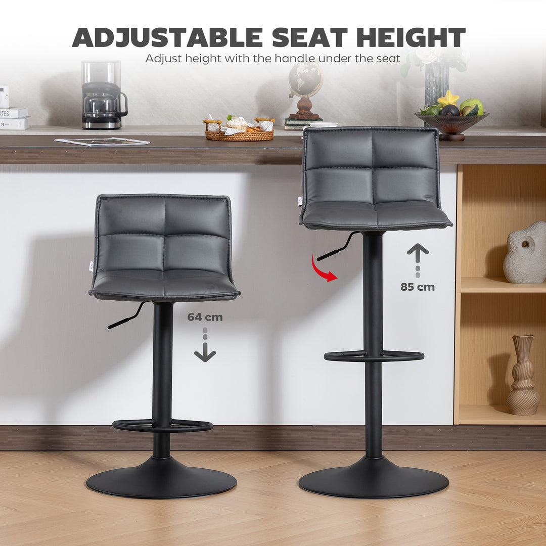 Set of Two Modern Faux Leather Bar Stools