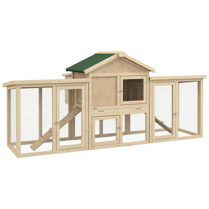 Large Chicken Coop, Wooden Garden Hen House, Poultry Coops Cages with Run, Nesting Box, Natural Wood Finish