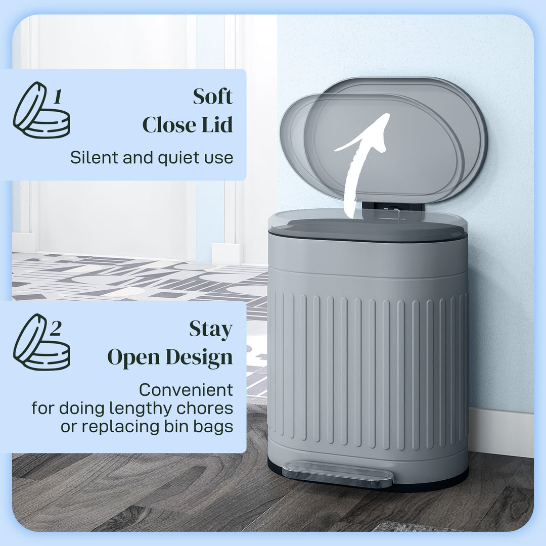 20L Metal Kitchen Bin, with Soft-Close Lid - Grey