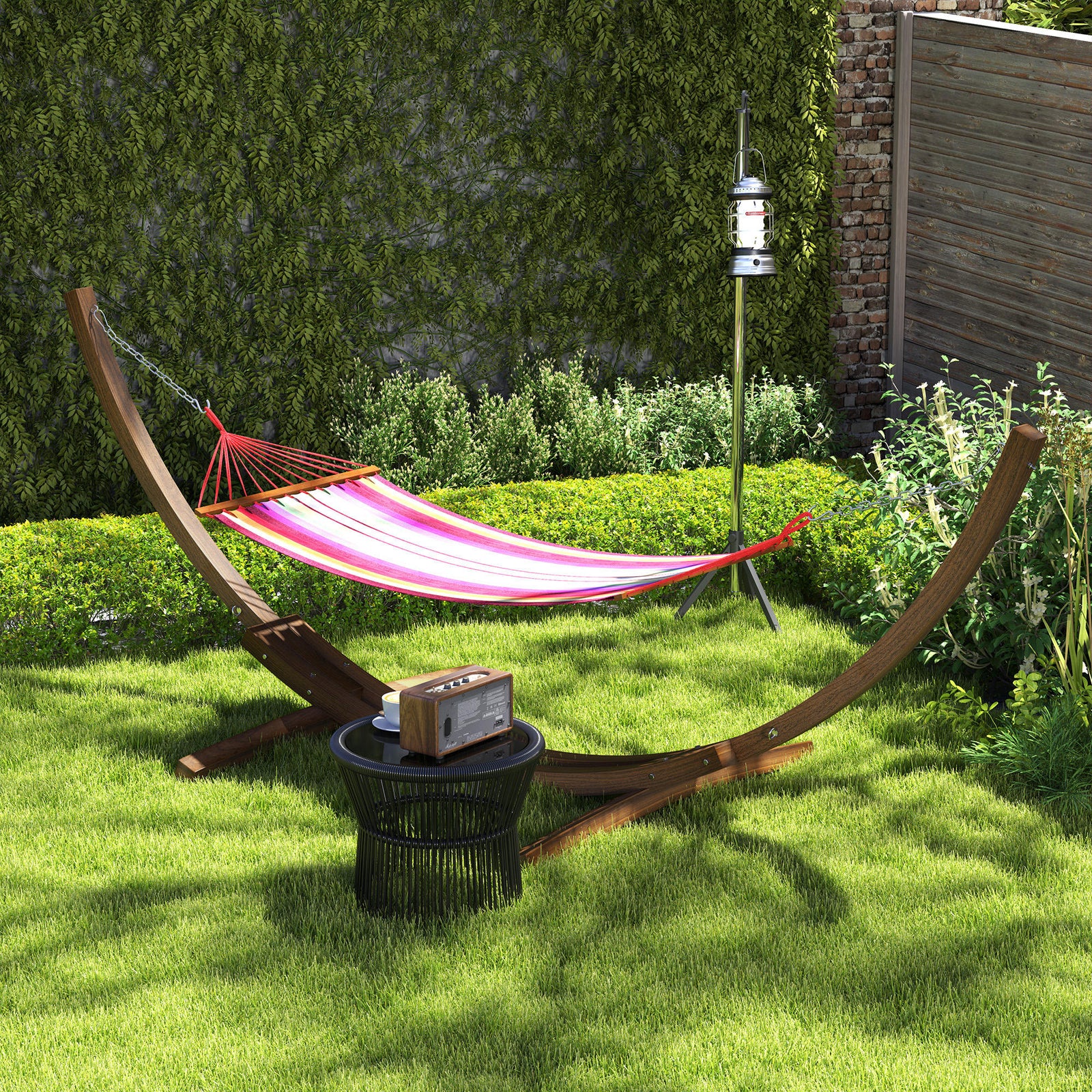 3.25m Wooden Hammock Stand Universal Fit Garden Picnic Camp Accessories, Brown