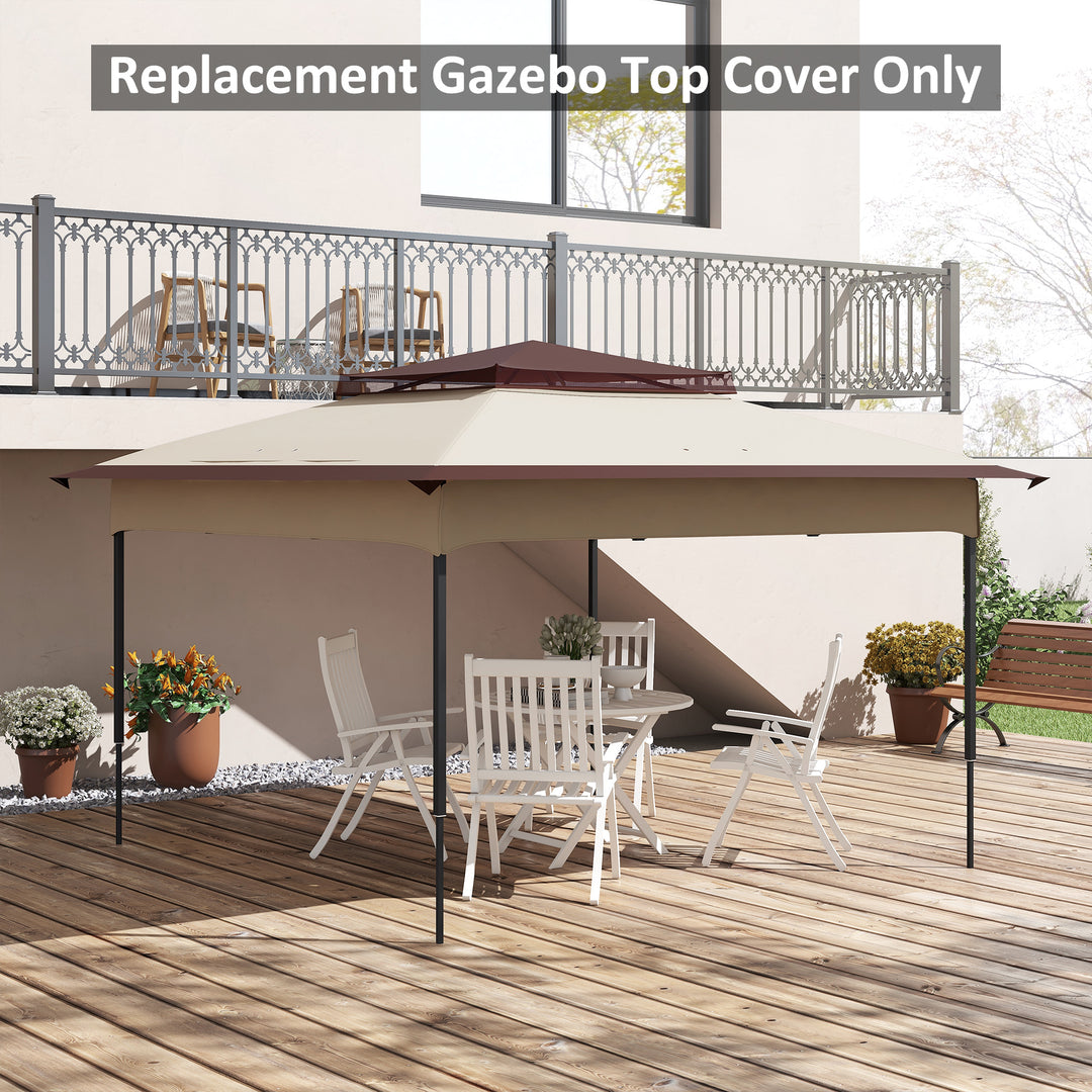 Outsunny Gazebo Replacement Cover, 2-Tier Roof for 3.25m x 3.25m Frame, UV Protection, Beige | Aosom UK