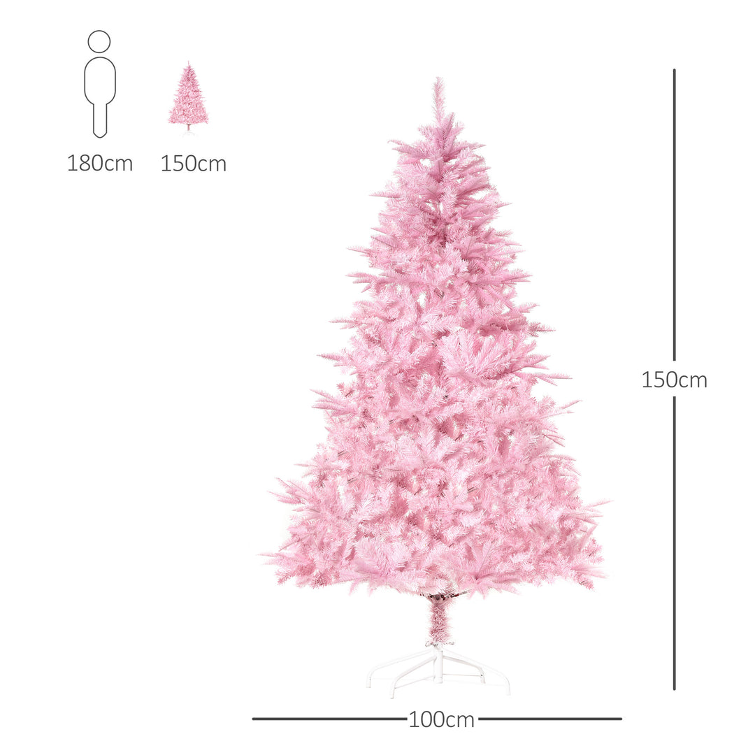 HOMCOM 5FT Pop-up Artificial Christmas Tree Holiday Xmas Holiday Tree Decoration with Automatic Open for Home Party, Pink | Aosom UK