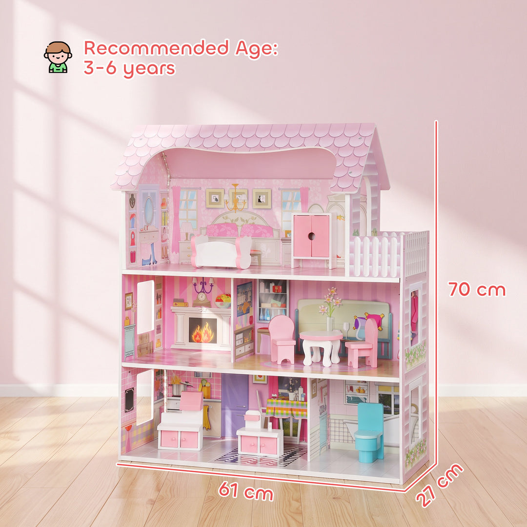 Dolls House, 6 Rooms Modern Dollhouse with LED Lights, 8 Furniture - view 3