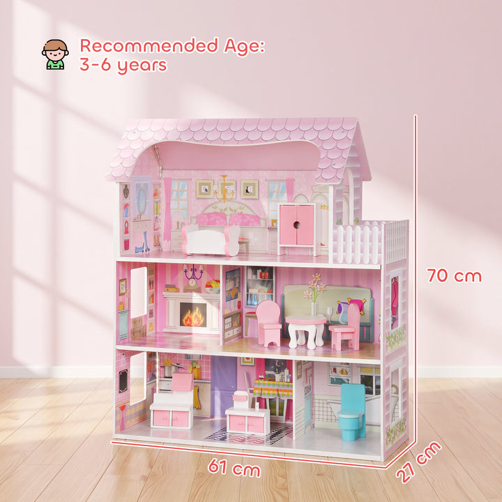 Dolls House, 6 Rooms Modern Dollhouse with LED Lights, 8 Furniture - view 3