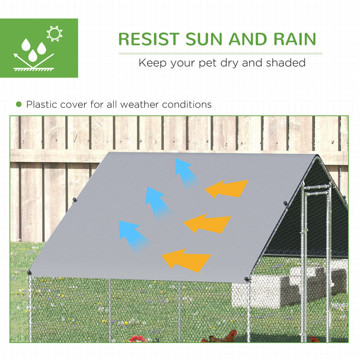 Walk-in Galvanised Steel Chicken Run with Chicken Activity Shelf and Cover, 3 x 6 x 2m