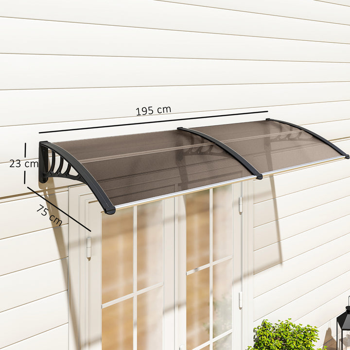 MCL Front Door Canopy, Waterproof Outdoor Awning, 75 x 195 cm Rain Shelter for Window, Porch and Front/Back Door, Brown