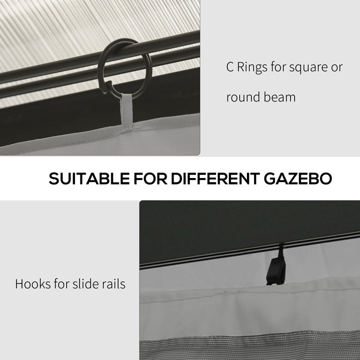 4 Pack Replacement Gazebo Curtains Privacy Panel for Most 3 x 4m Gazebo Canopy Pavillion Outdoor Shelter Sidewalls Accessories Light Grey