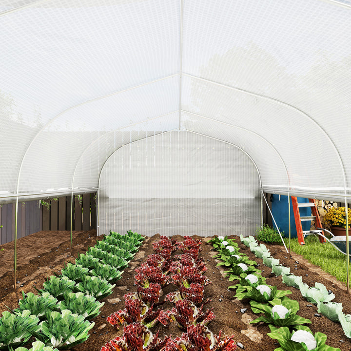 19.5 x 9.8ft Tunnel Greenhouse, with Accessories - White