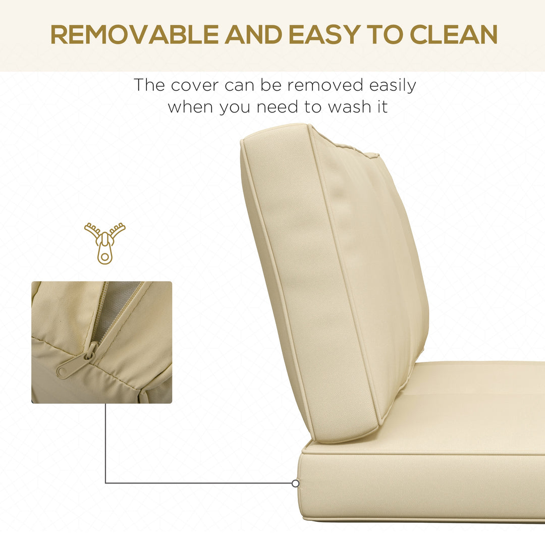 2 Seater Back and Seat Cushion Pillows Replacement, Patio Chair Cushions Set for Indoor Outdoor, Beige