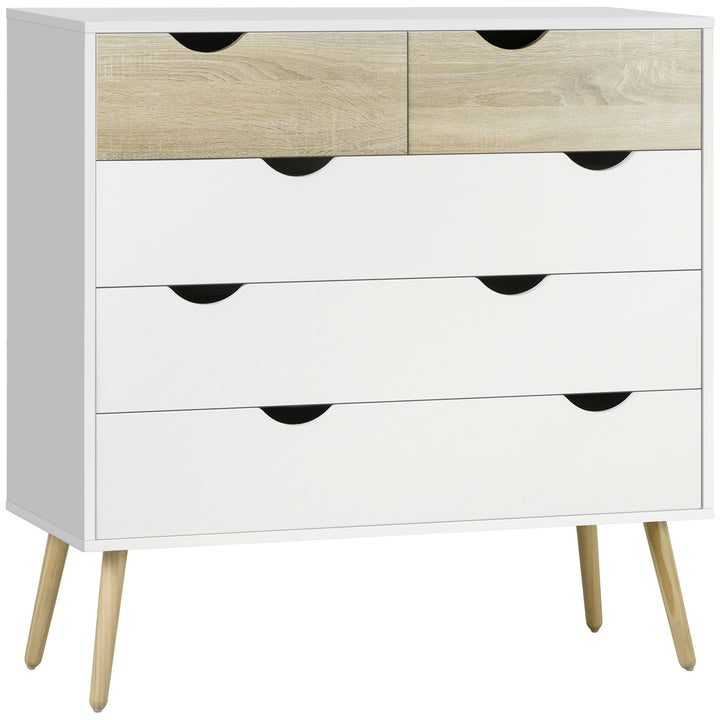 MCL Nordic Style Chest of Drawers, 5 Drawer Dresser with 4 Tapered Legs and Groove Handles, Storage Organiser Side Cabinet for Bedroom, Living Room
