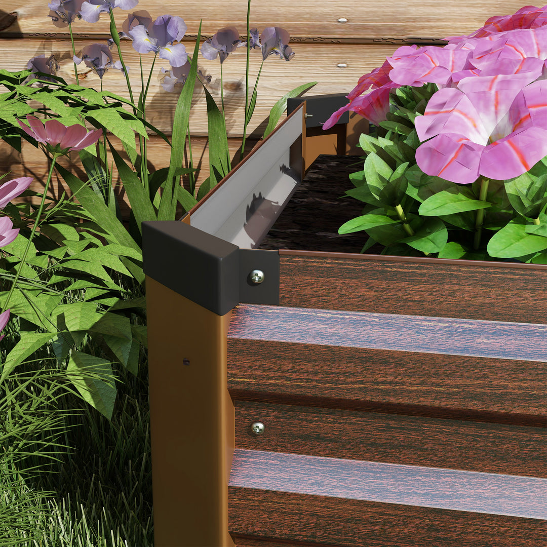 60 x 240cm Galvanised Steel Planter, with Open Bottom, Brown