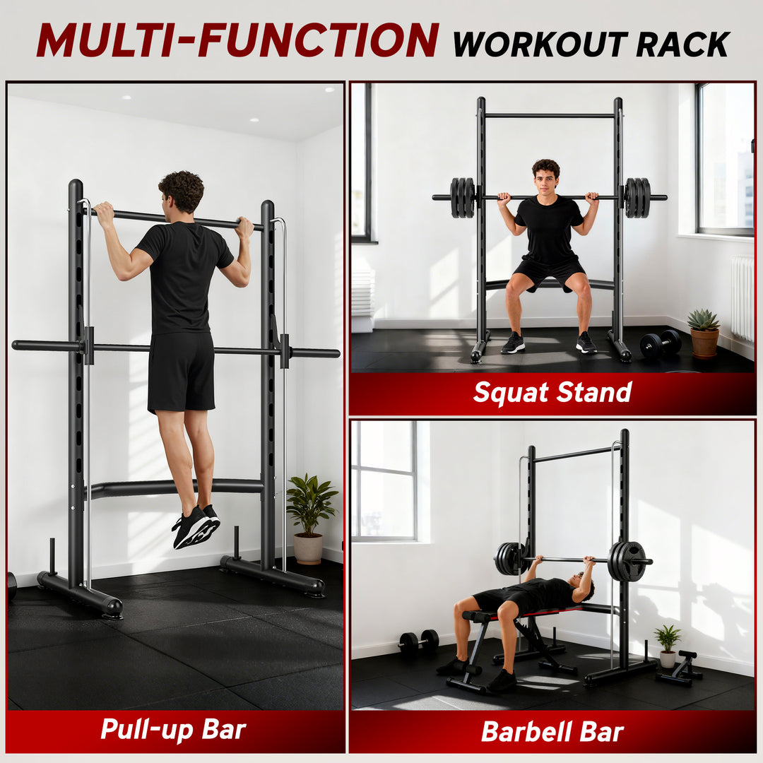 MCL Adjustable Squat Rack, with Pull Up Bar, Barbell Bar for Home Gym