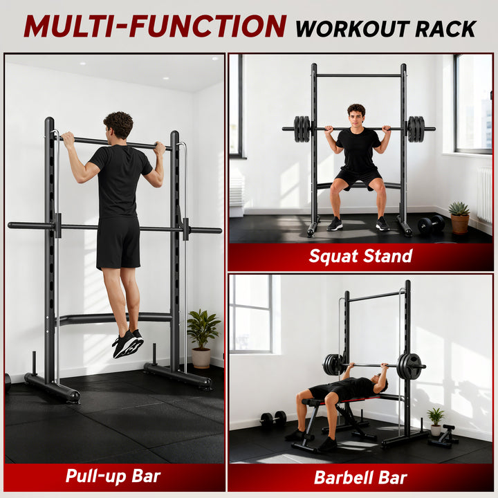 MCL Adjustable Squat Rack, with Pull Up Bar, Barbell Bar for Home Gym