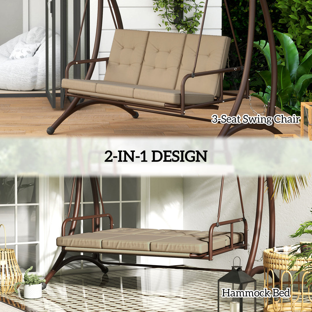 Convertible Three-Seater Swing Bed - Khaki