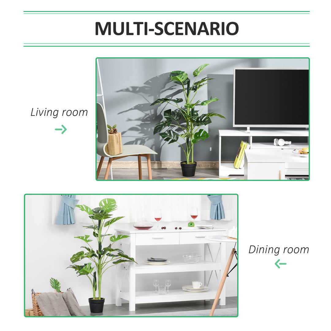 100cm/3.3FT Artificial Monstera Tree Decorative Cheese Plant 21 Leaves with Nursery Pot, Fake Tropical Palm Tree for Indoor Outdoor Décor