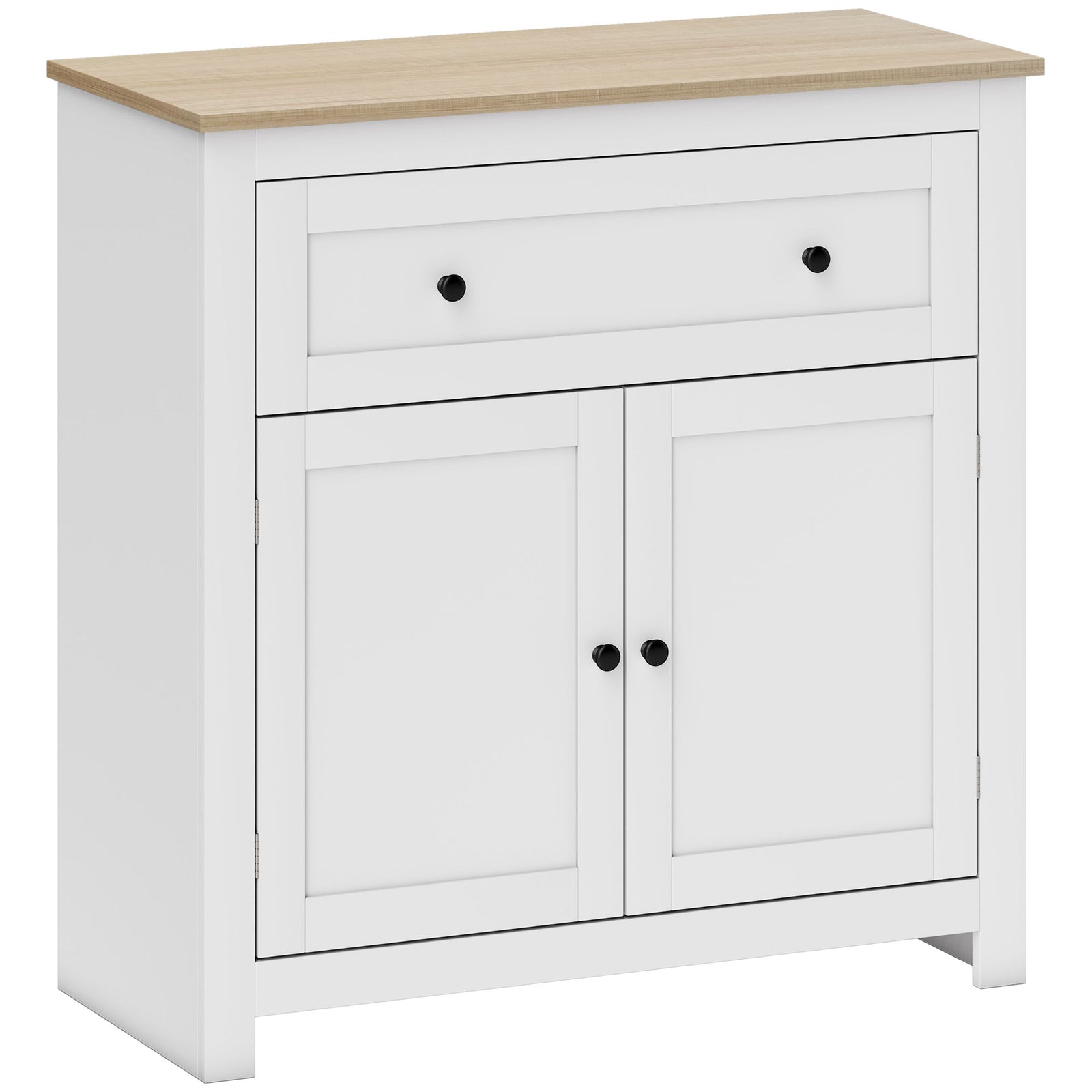 Sideboard Storage Cabinet, Morden Kitchen Cupboard with Adjustable Shelf, Drawer and Double Doors, Sideboard for Living Room, Dining Room, Hallway, White