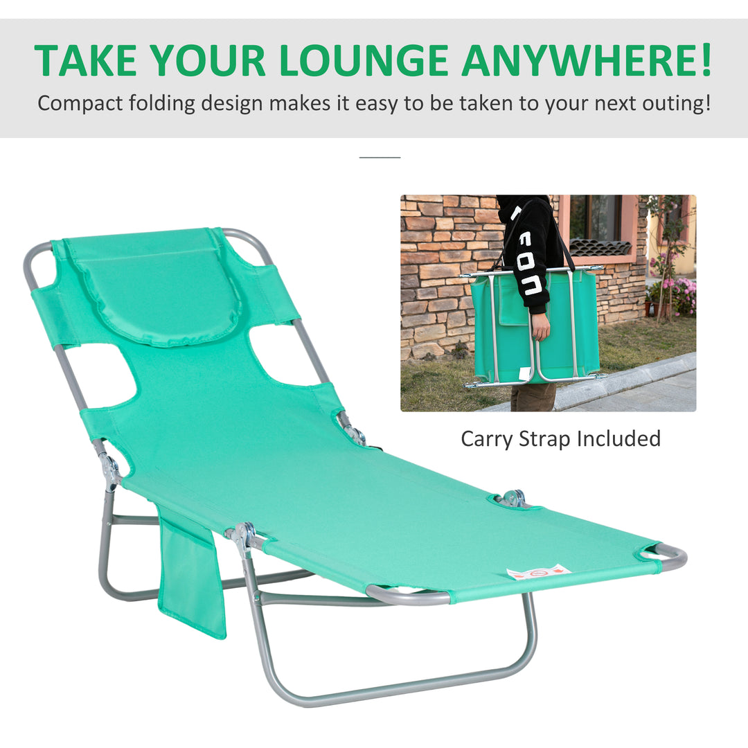 MCL Foldable Sun Lounger with Reading Hole - Green