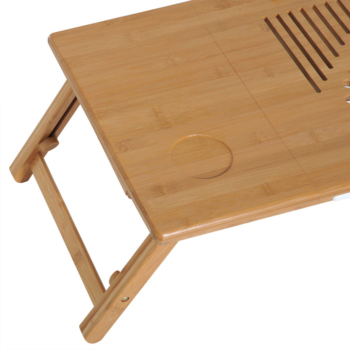 Portable Laptop Desk Notebook Tray PC Bed Table with Drawer Adjustable & Foldable (55L x 35W x 22-32.5H (cm))