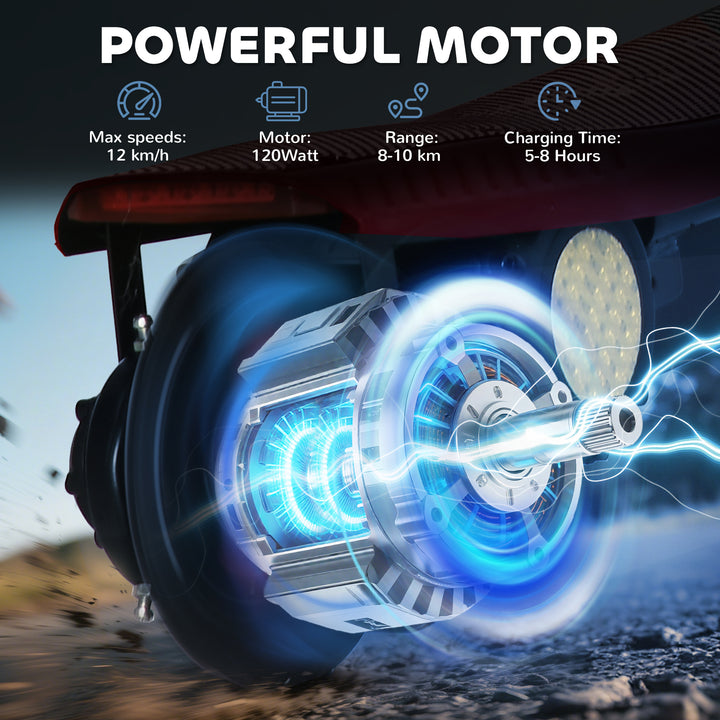 MCL Foldable Electric Scooter, with LED Headlights, for Ages 7-14 Years, Red